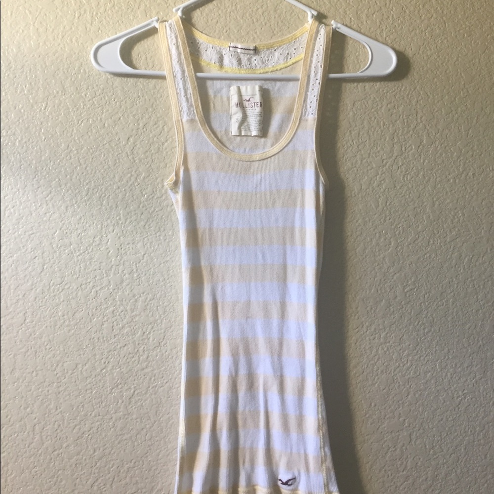 Hollister Striped Tank Top With Lace Detail
